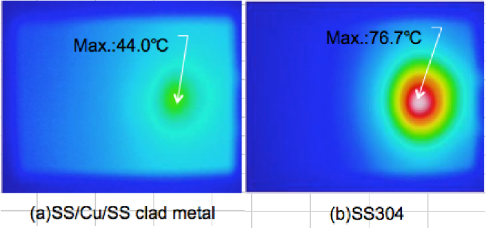 Fig.　1W加熱5分経過後の温度分布図